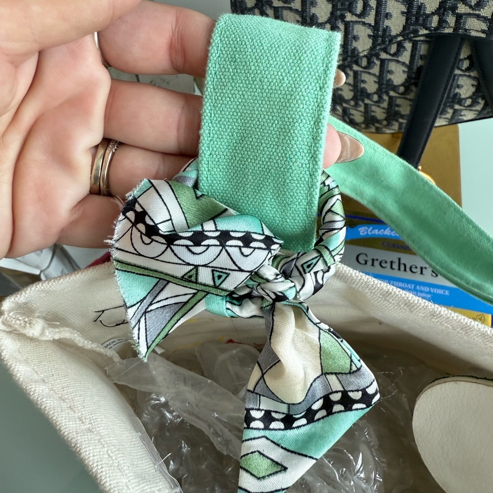 Trader Joe's Mint Green with Rhinestone / Crystal Patches - Picture 3 of 6